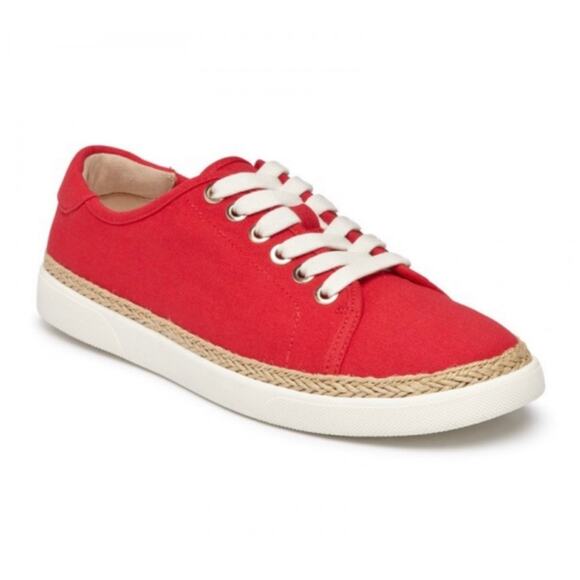 Vionic Sunny Hattie Lace Up Sneakers Womens 7 Cherry Red Canvas Casual Nautical - Picture 1 of 10